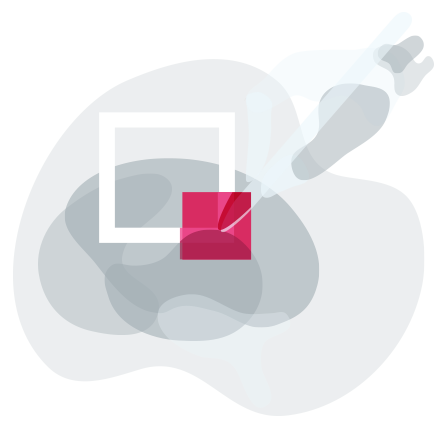 Icon depicted symbol of medical algorithms for the brain. We can see here the brain with neural networks in gray and magenta colour.