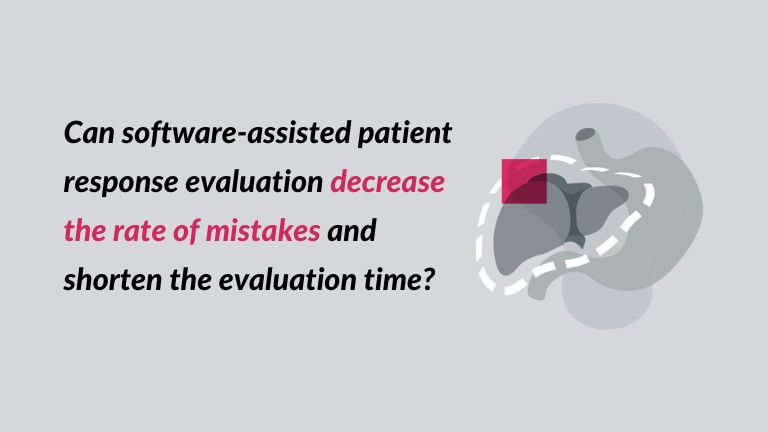 a decorative image with a quote: Can software-assisted patient response evaluation decrease the rate of mistakes and shorten the evaluation time?
