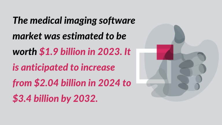 quote: The medical imaging software market was estimated to be worth $1.9 billion in 2023. It is anticipated to increase from $2.04 billion in 2024 to $3.4 billion by 2032.