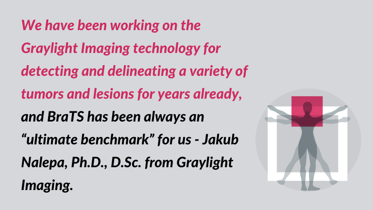 The quotation from blog post about BraTS 2025: "We have been working on the Graylight Imaging technology for detecting and delineating a variety of tumors and lesions for years already, and BraTS has been always an “ultimate benchmark” for us."